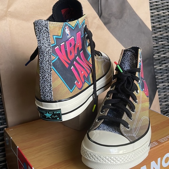 Converse Chuck Taylor All Star 70 Hi Brown/Solar Red/Electric Aqua mens NBA JAM - Picture 10 of 16